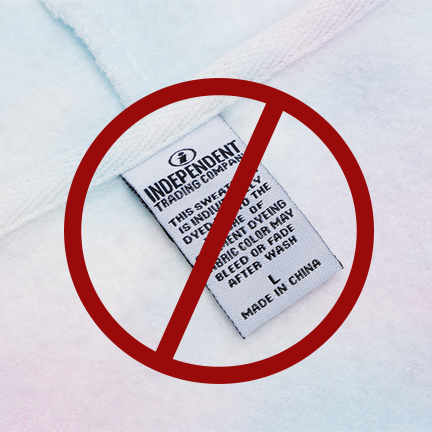 Shirt tag crossed out